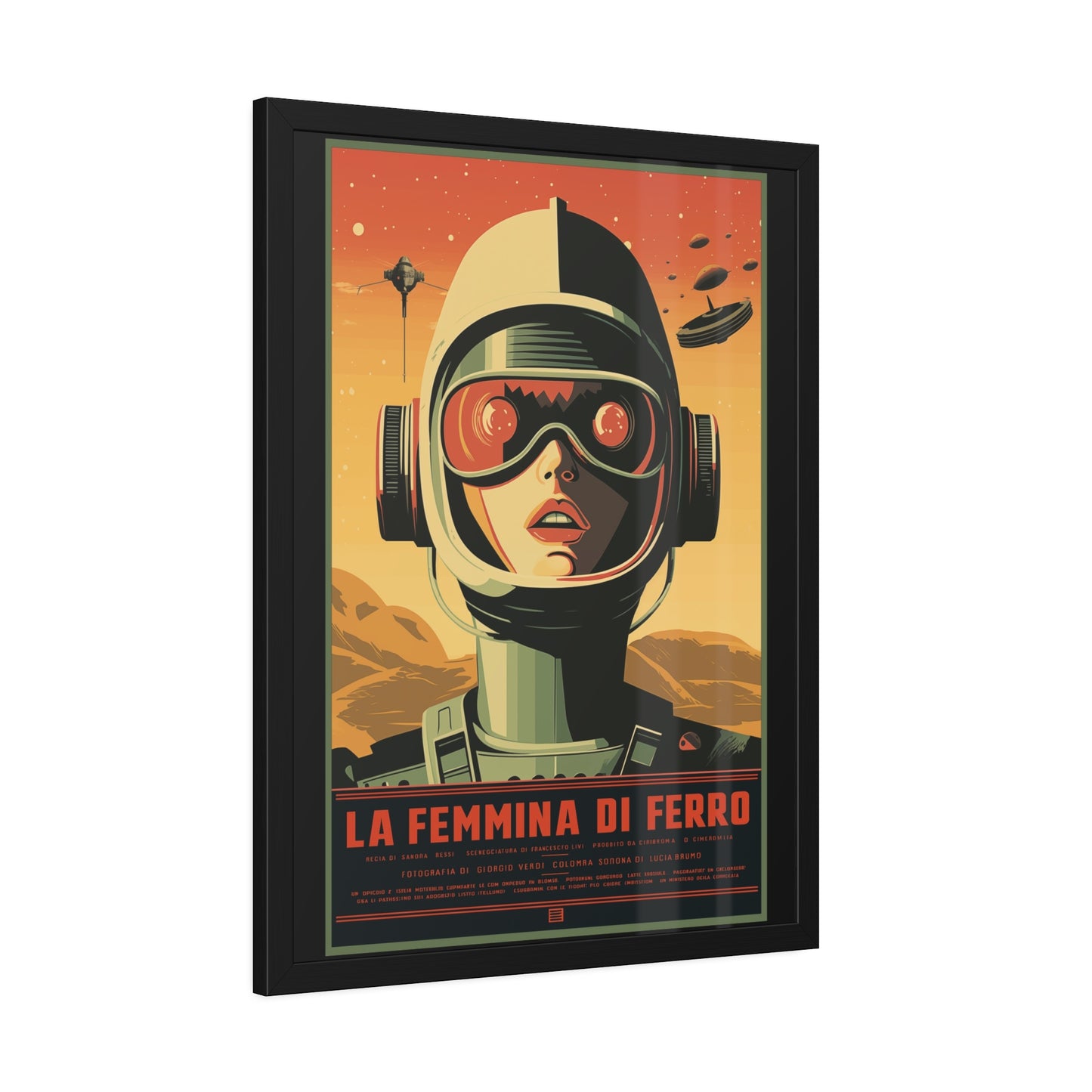 Retro Sci‑Fi Poster — "La Femmina di Ferro" Framed Art Print