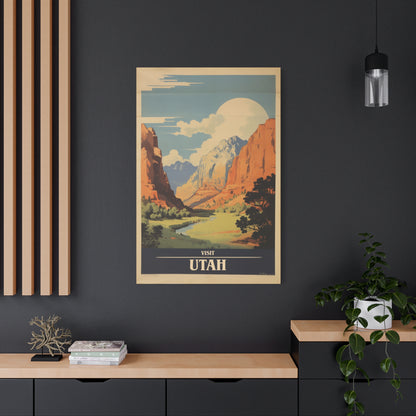 "Vintage Visit Utah Poster - Matte Stretched Canvas Wall Art" Matte Canvas, Stretched, 1.25"