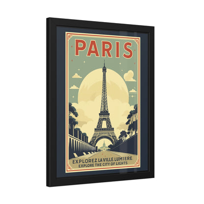 Paris Travel Poster Framed Print — Explorez La Ville Lumière Vintage Wall Art