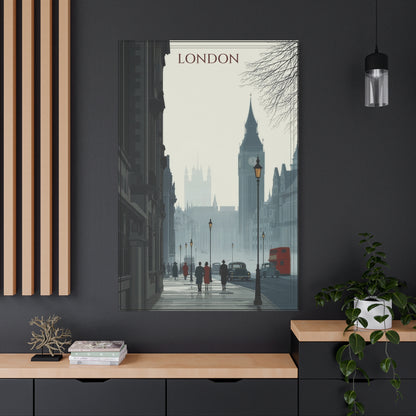 London Cityscape Matte Canvas Print - Vintage Big Ben Wall Art