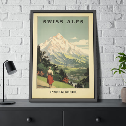 Swiss Alps Vintage Travel Poster Framed Print