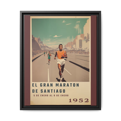 "El Gran Maratón de Santiago – Vintage Marathon Canvas (1952)"Matte Canvas, Black Frame