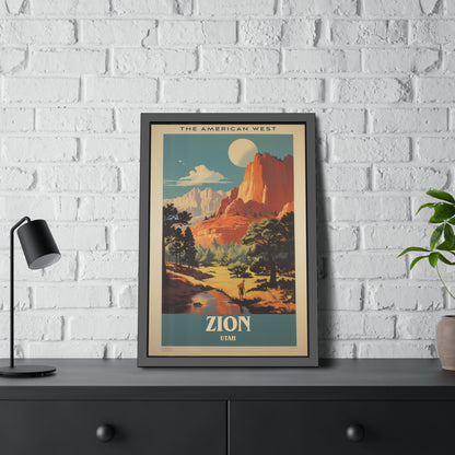 Zion National Park Vintage Travel Poster — Framed Paper Poster