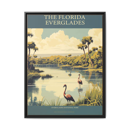 "Vintage Florida Everglades National Park Poster - Matte Canvas Wall Art with Black Frame" Matte Canvas, Black Frame