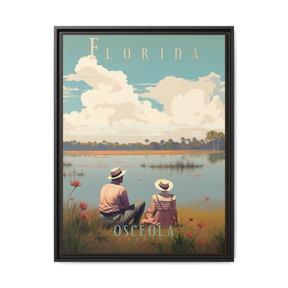 "Vintage Florida Poster - Osceola County Scenic Matte Canvas Wall Art with Black Frame" Matte Canvas, Black Frame