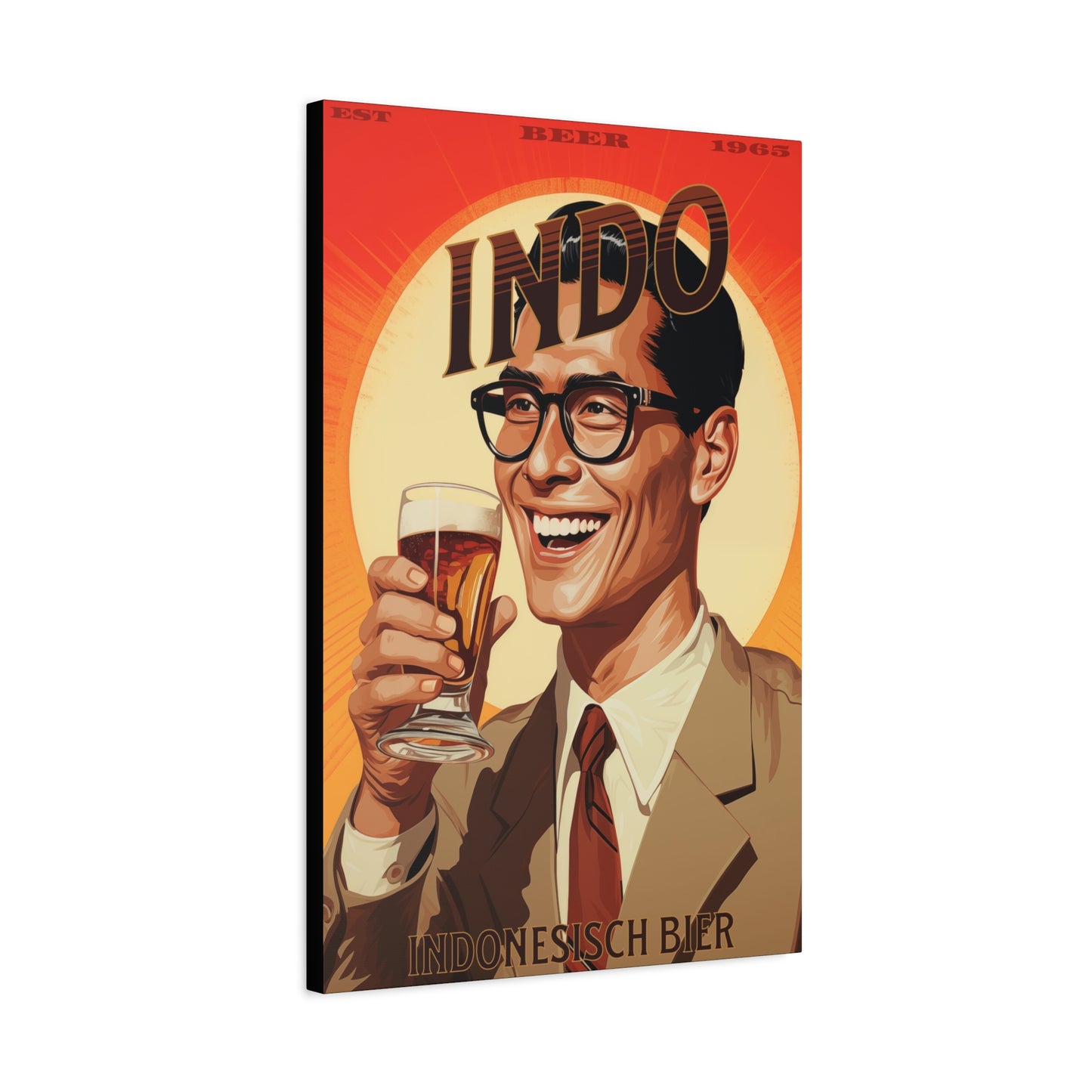 "Vintage Indo Beer Poster - Indonesisch Bier 1965 Frameless Stretched Matte Canvas" Matte Canvas, Stretched, 1.25"
