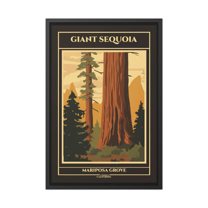 Vintage California Poster - Giant Sequoia Trees of Mariposa Grove, Yosemite National Park Art Framed Posters