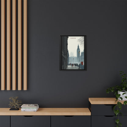 London Street Matte Canvas Print — Framed Vintage Cityscape Wall Art