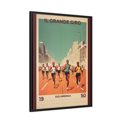 "Il Grande Giro – Vintage South American Marathon Canvas (1950)"Matte Canvas, Black Frame