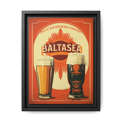 "Vintage Baltic Sea Brewing Poster - Matte Canvas Wall Art with Black Frame" Matte Canvas, Black Frame