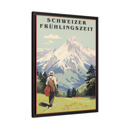 "Swiss Springtime Vintage Poster | Matte Canvas with Black Frame"