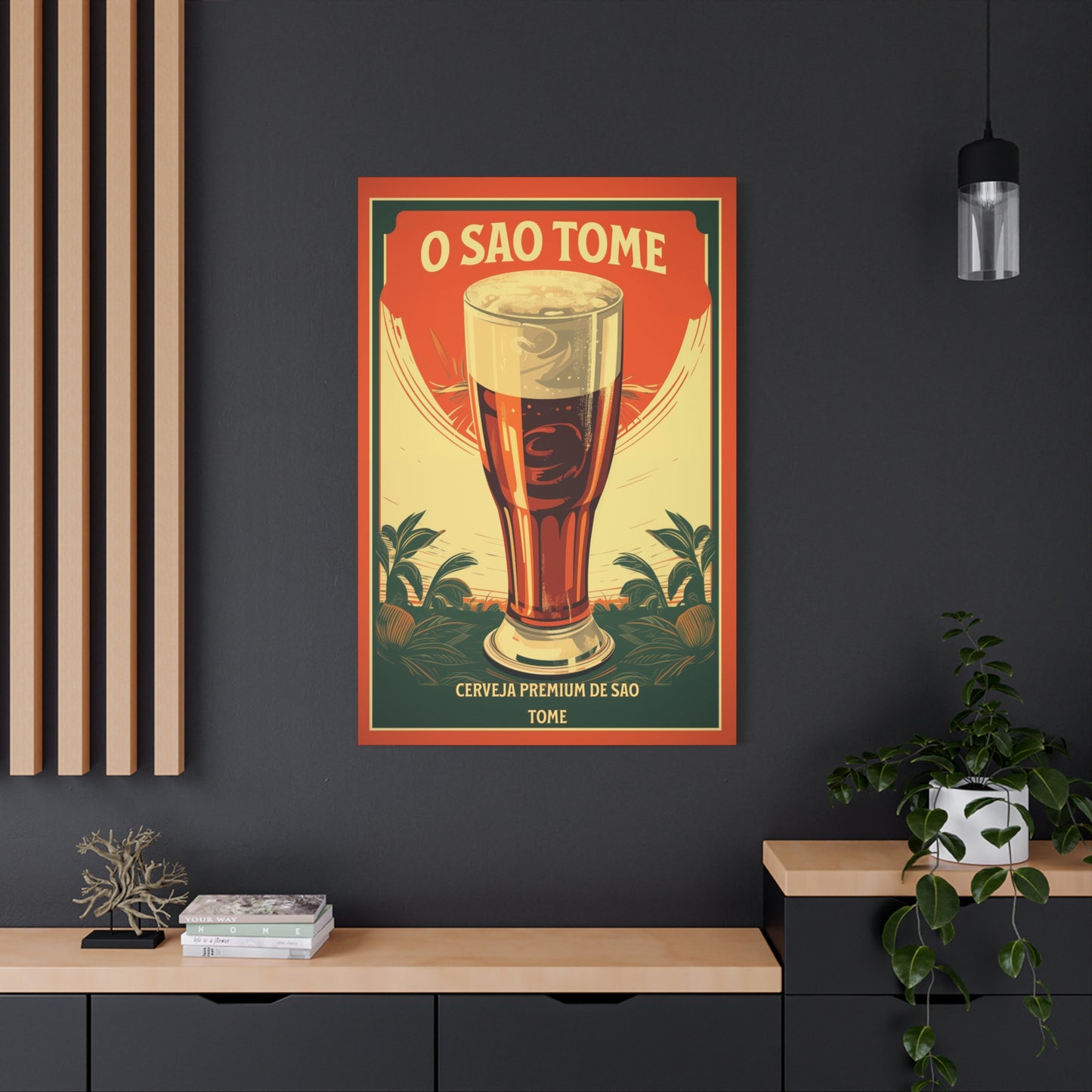 "Vintage São Tomé Beer Poster - Premium Cerveja de São Tomé Frameless Stretched Matte Canvas"