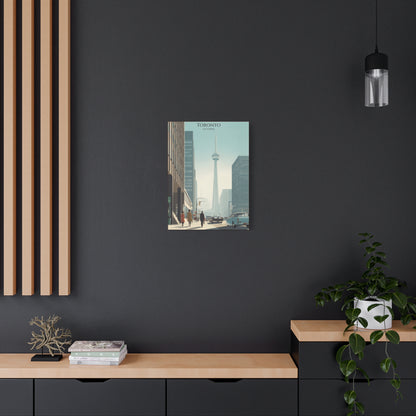 Toronto CN Tower Vintage Cityscape Matte Canvas Print