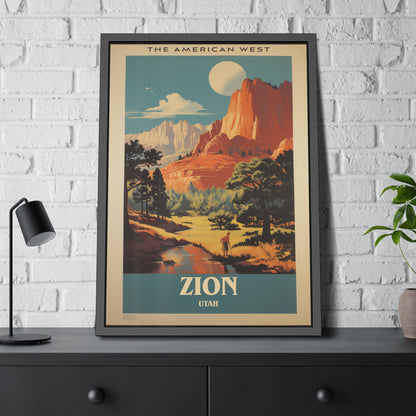 Zion National Park Vintage Travel Poster — Framed Paper Poster