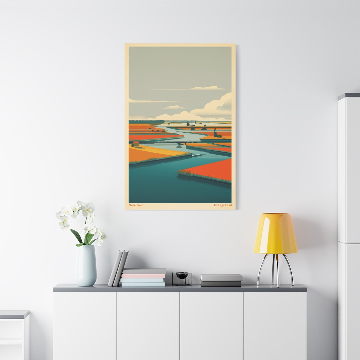 Het Lage Land Vintage Netherlands Travel Poster | Framed Canvas Print