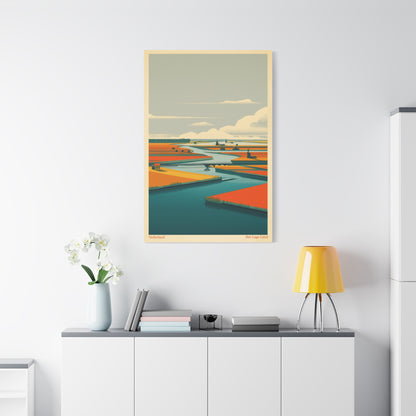 Het Lage Land Vintage Netherlands Travel Poster | Framed Canvas Print