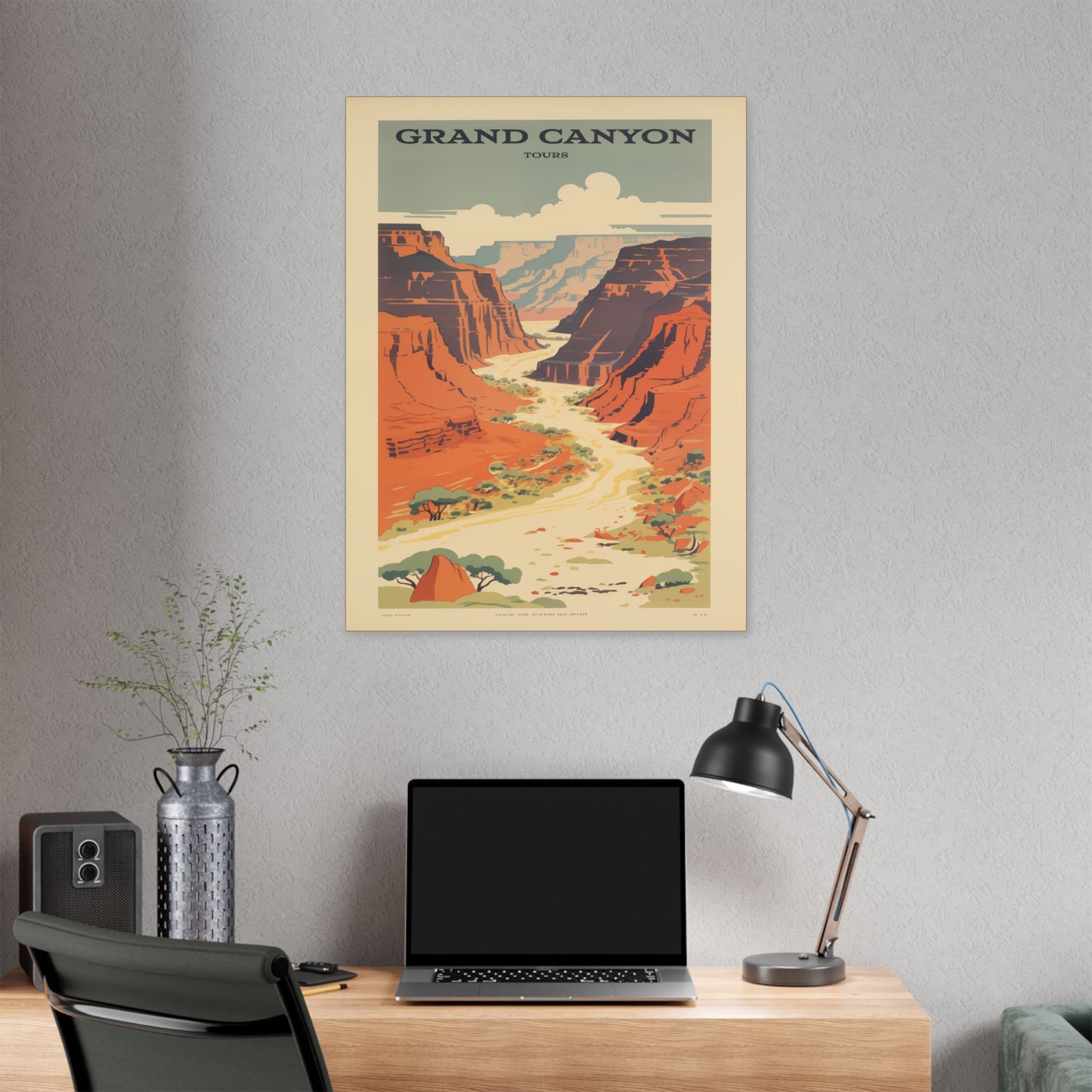 "Vintage Grand Canyon Poster - Scenic Canyon River Tour Retro Travel Art", Classic Stretched Canvas