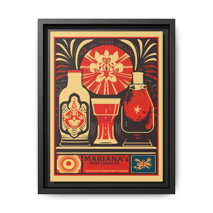 "Vintage Mariana's Chocolate Passion Fruit Liqueur Poster - Matte Canvas Wall Art with Black Frame" Matte Canvas, Black Frame