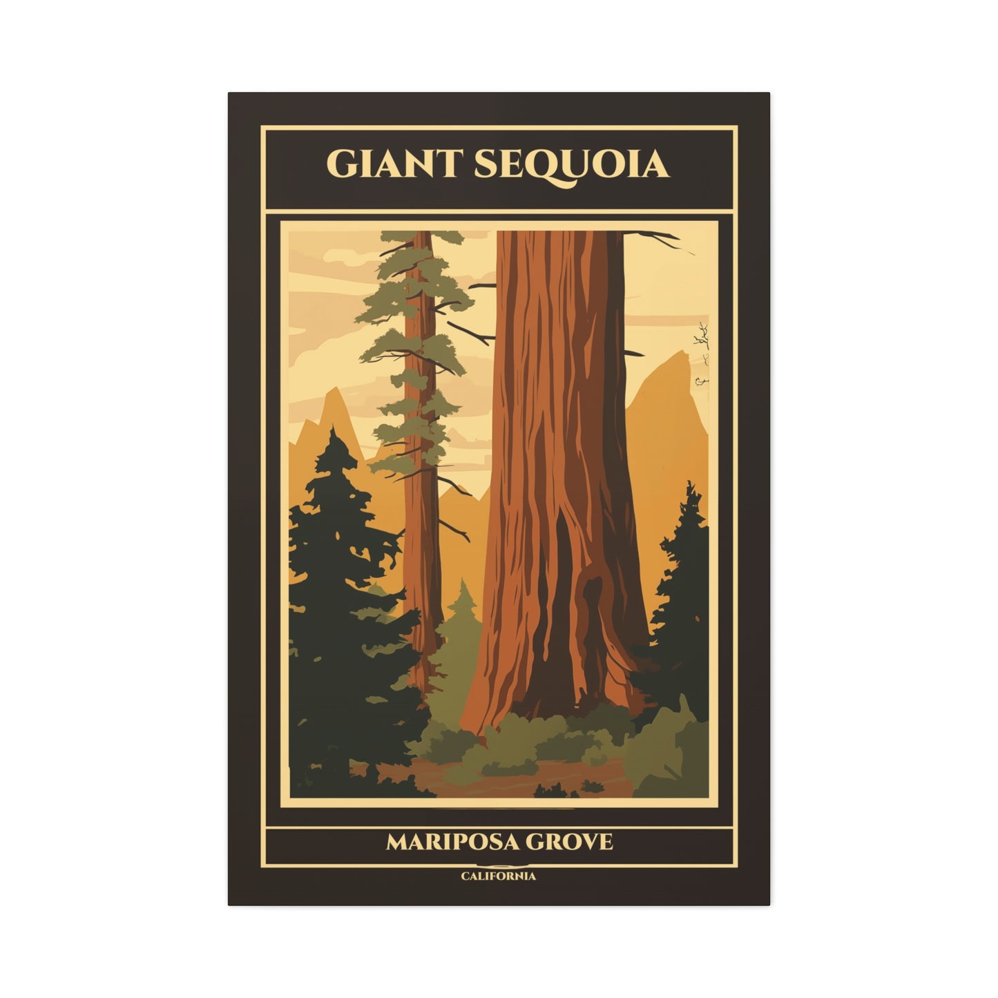"Giant Sequoia Mariposa Grove Poster - California Matte Stretched Canvas Wall Art" Matte Canvas, Stretched, 1.25"