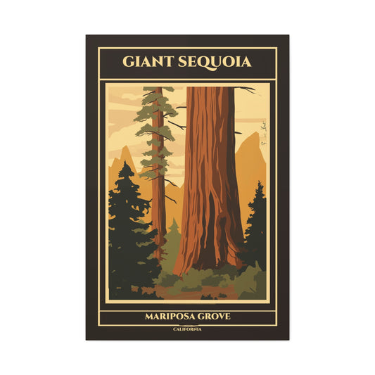 "Giant Sequoia Mariposa Grove Poster - California Matte Stretched Canvas Wall Art" Matte Canvas, Stretched, 1.25"
