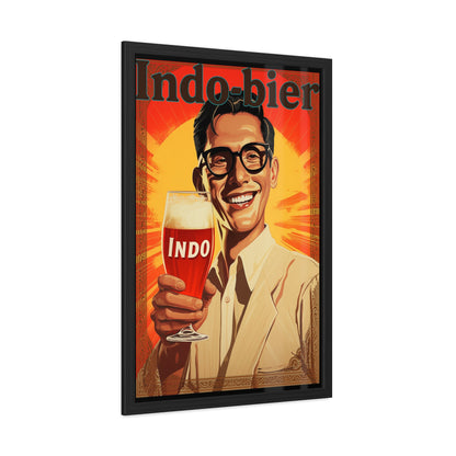 Vintage Indo Beer Framed Poster | Retro Bar Wall Art Print with Wooden Frame, Ready to Hang