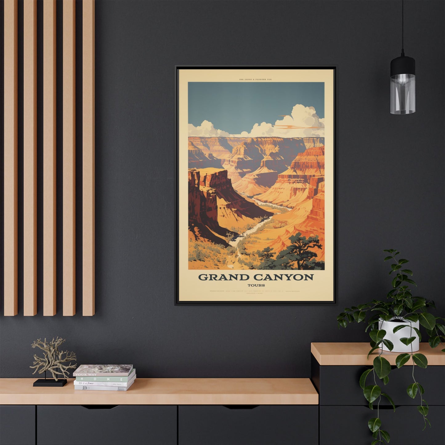 "Vintage Grand Canyon Scenic Tours Poster - Matte Canvas Wall Art with Black Frame" Matte Canvas, Black Frame