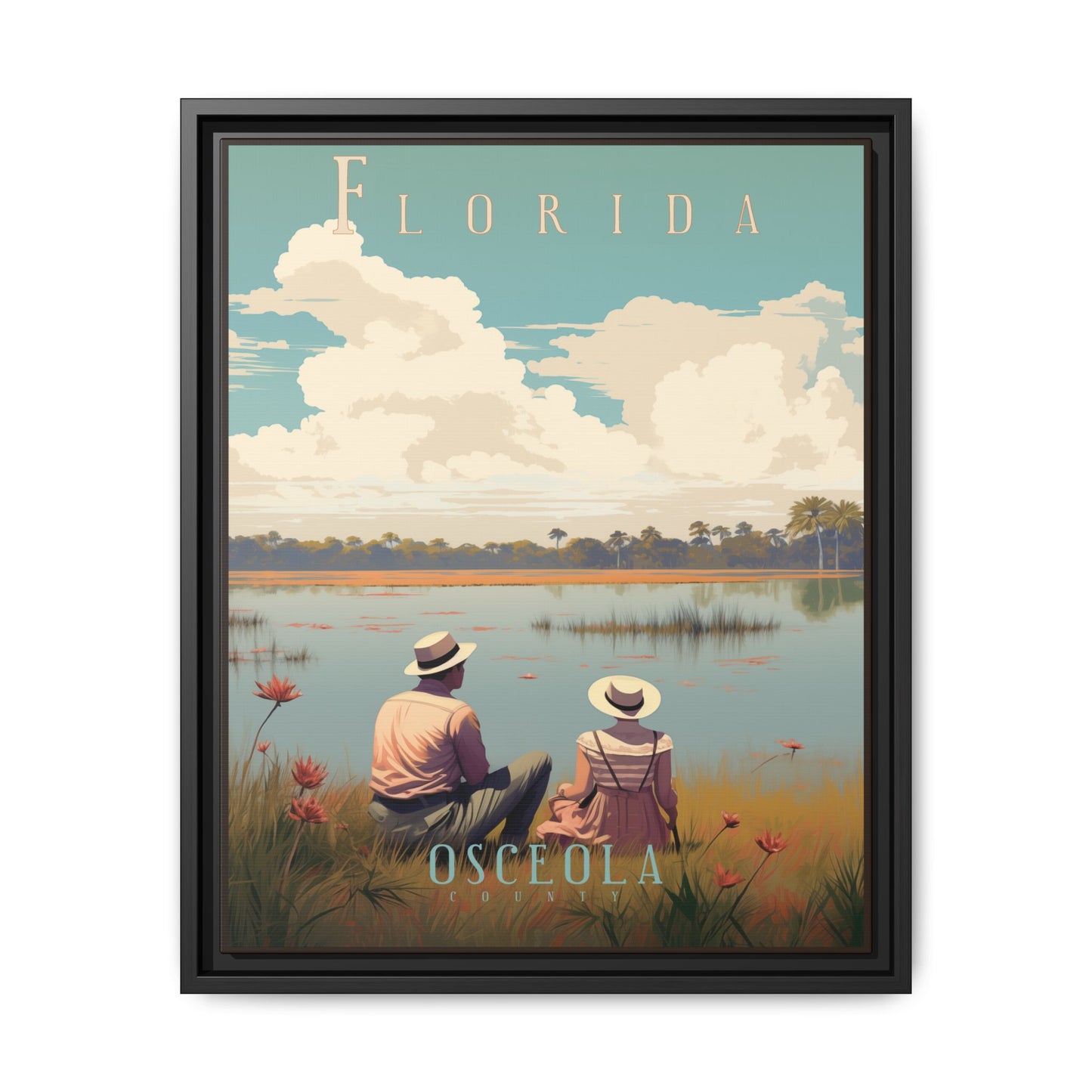 "Vintage Florida Poster - Osceola County Scenic Matte Canvas Wall Art with Black Frame" Matte Canvas, Black Frame