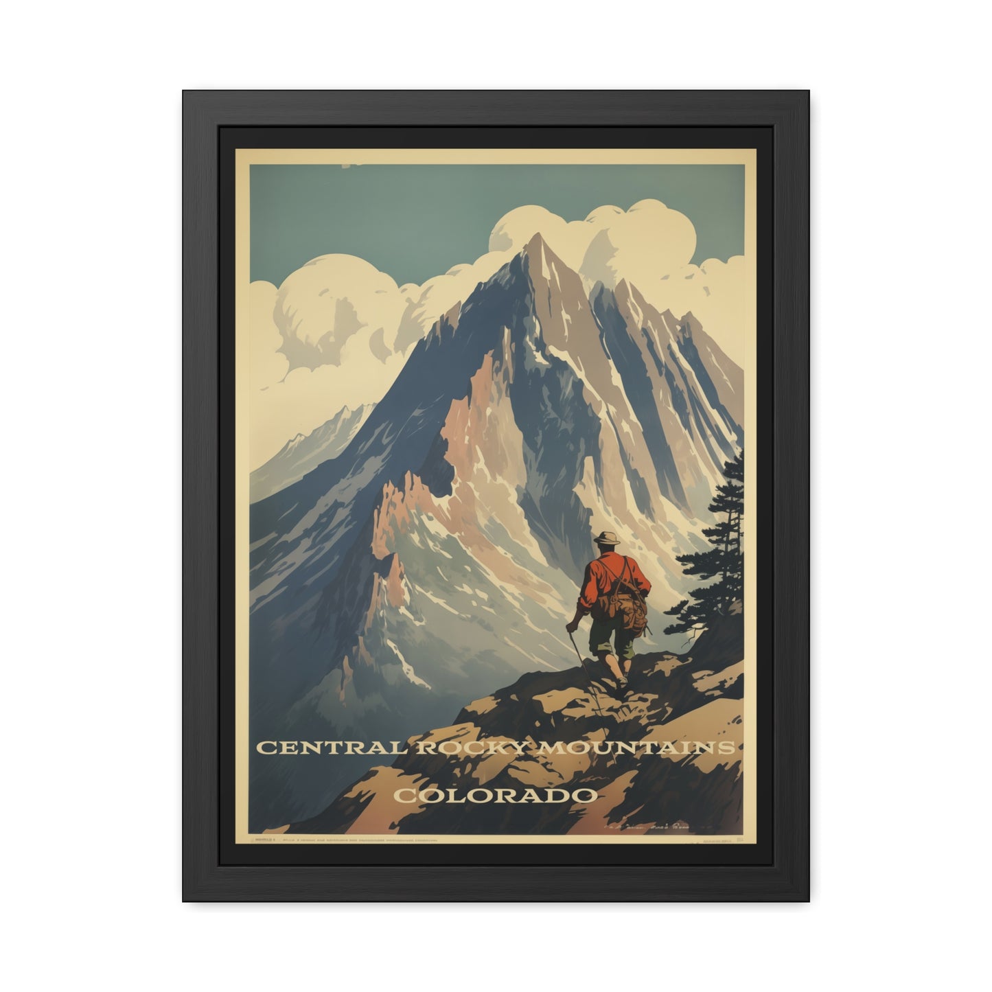 Vintage Colorado Poster - Central Rocky Mountains Adventure Art Framed Posters