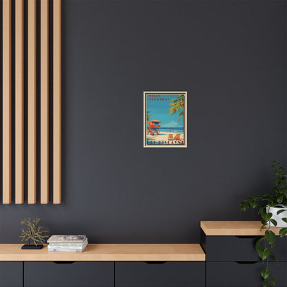 Key Biscayne Vintage Travel Poster Matte Canvas Print — Framed “Visit Florida!” Beach Wall Art