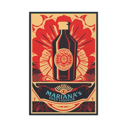 "Vintage Mariana's Deep Liqueur Bottle Poster - Frameless Stretched Matte Canvas Wall Art" Matte Canvas, Stretched, 1.25"