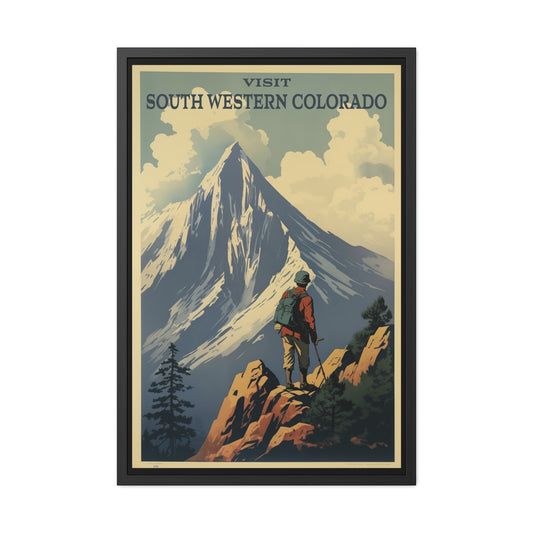 Vintage Colorado Travel Poster - 'Visit South Western Colorado' Mountain Adventure Art Framed Posters