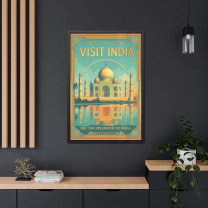 Vibrant Visit India Framed Poster — Wanderlust Travel Art by Vintageanna_M