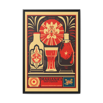 "Vintage Mariana's Chocolate Passion Fruit Liqueur Poster - Matte Canvas Wall Art with Black Frame" Matte Canvas, Black Frame