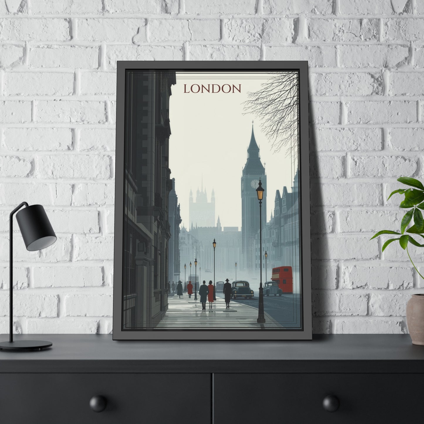 London Vintage Street Framed Poster