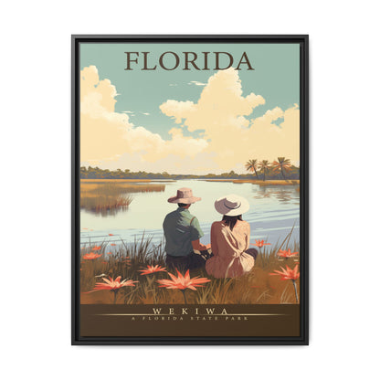 "Vintage Florida Nature Poster - Wekiwa State Park Matte Canvas Wall Art with Black Frame" Matte Canvas, Black Frame