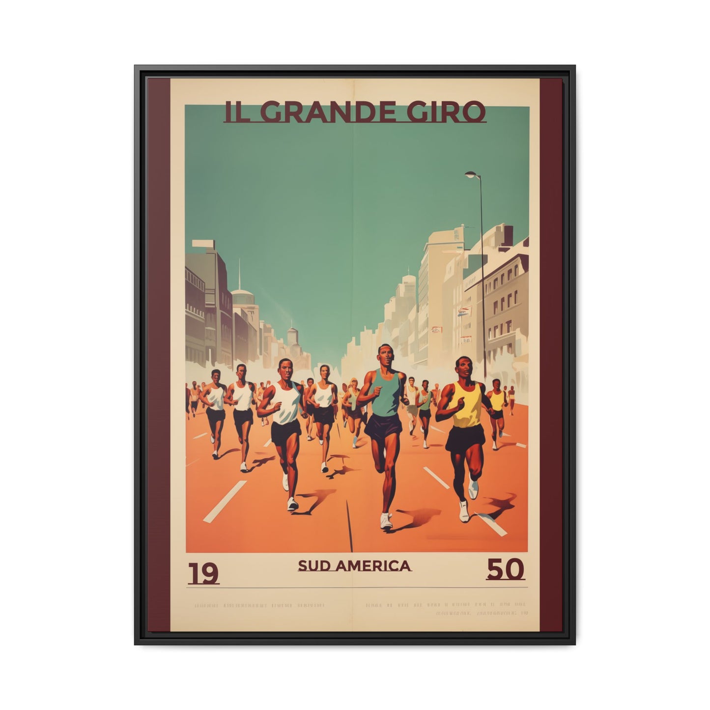 "Il Grande Giro – Vintage South American Marathon Canvas (1950)"Matte Canvas, Black Frame