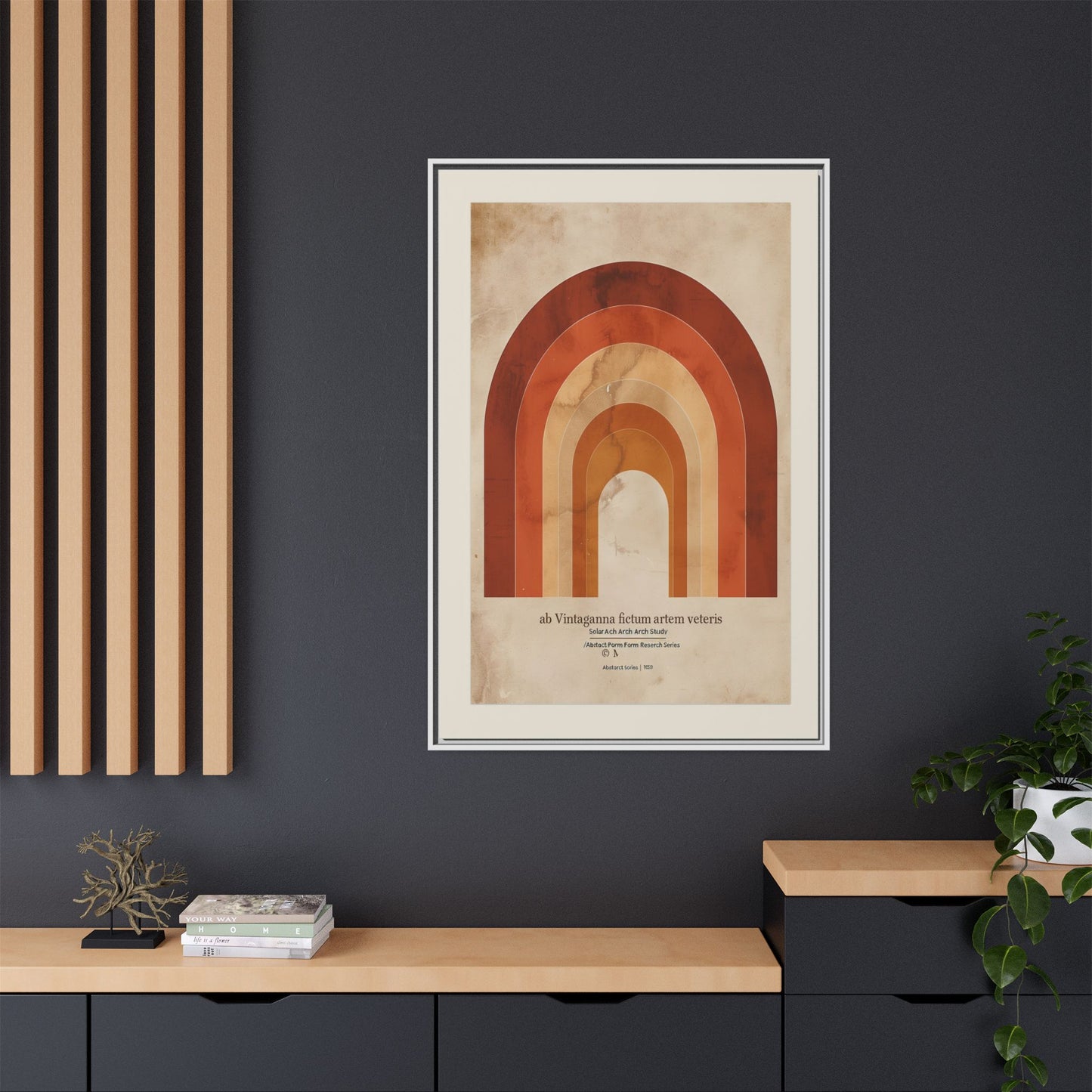 Framed Matte Canvas Wall Art - Retro Rainbow Design