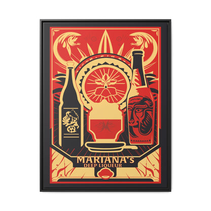 "Vintage Mariana's Deep Liqueur Poster - Matte Canvas Wall Art with Black Frame" Matte Canvas, Black Frame