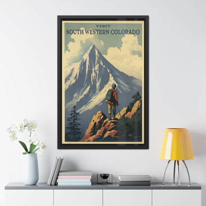 Vintage Colorado Travel Poster - 'Visit South Western Colorado' Mountain Adventure Art Framed Posters