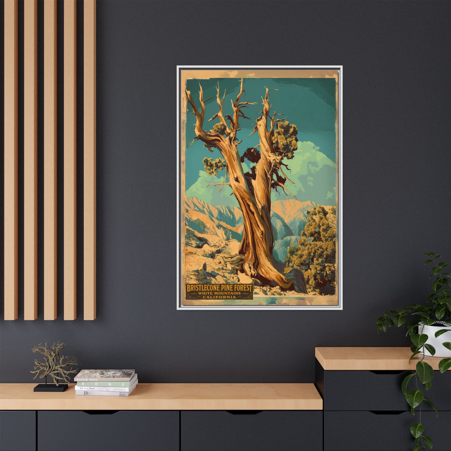 Bristlecone Pine Forest Vintage Travel Poster — Framed Matte Canvas Wall Art