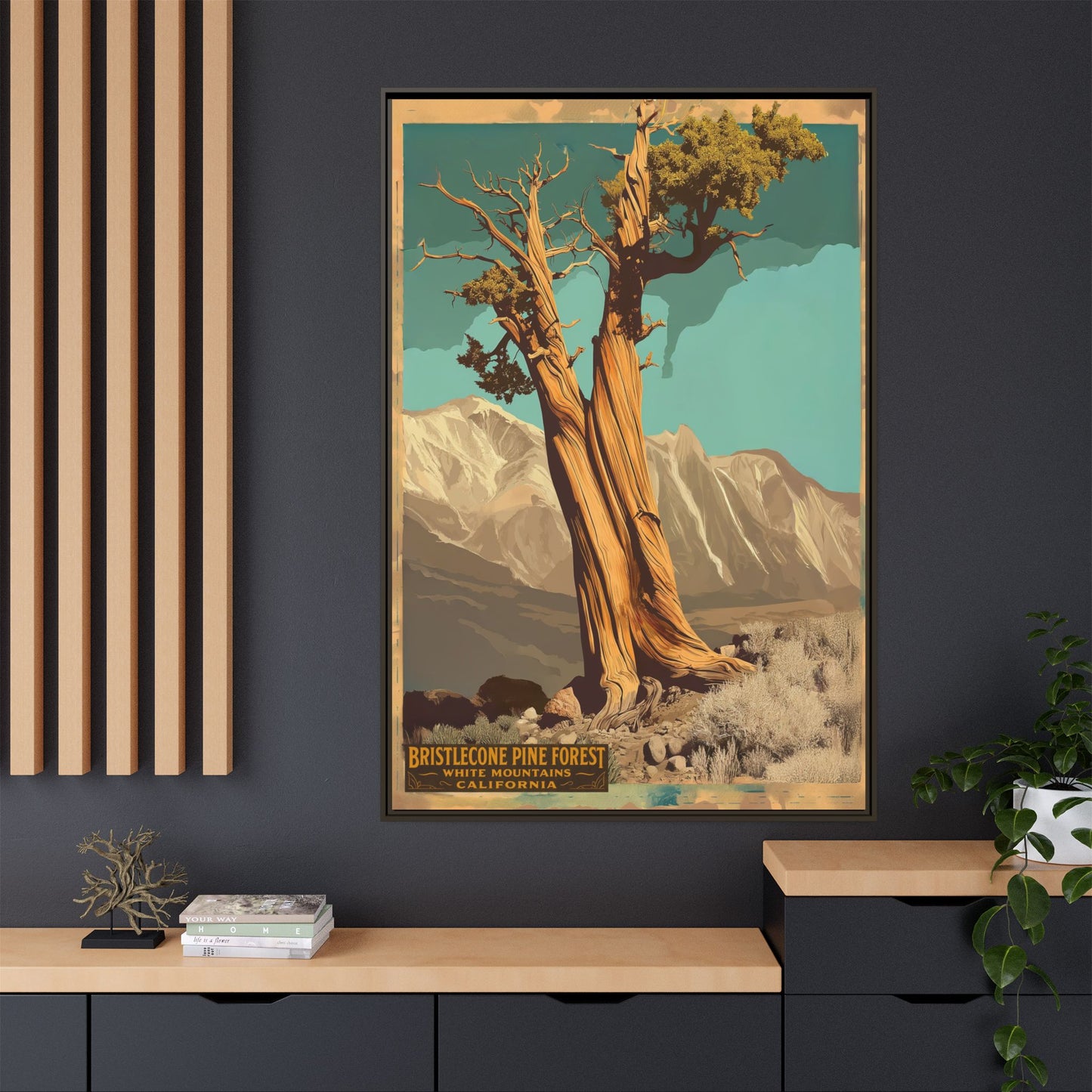 Bristlecone Pine Forest Vintage Art Print — Framed Matte Canvas