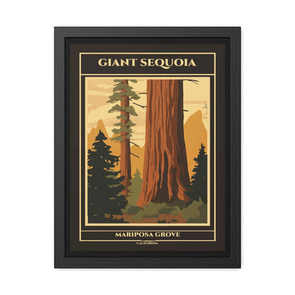 Vintage California Poster - Giant Sequoia Trees of Mariposa Grove, Yosemite National Park Art Framed Posters