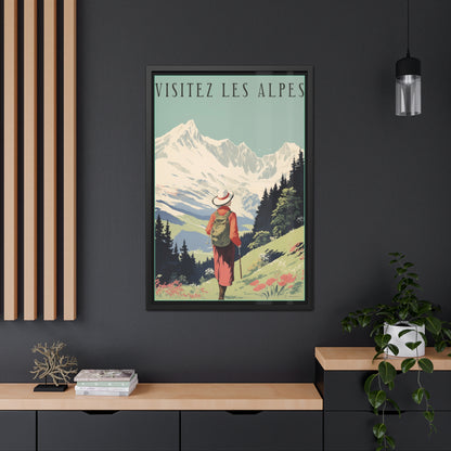 Vintage Alps Travel Poster - 'Visitez Les Alpes' (Visit the Alps) Scenic Artwork Framed Posters
