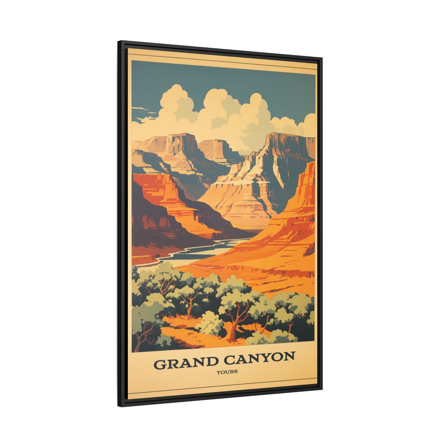 "Vintage Grand Canyon Tours Poster - Matte Canvas Wall Art with Black Frame" Matte Canvas, Black Frame