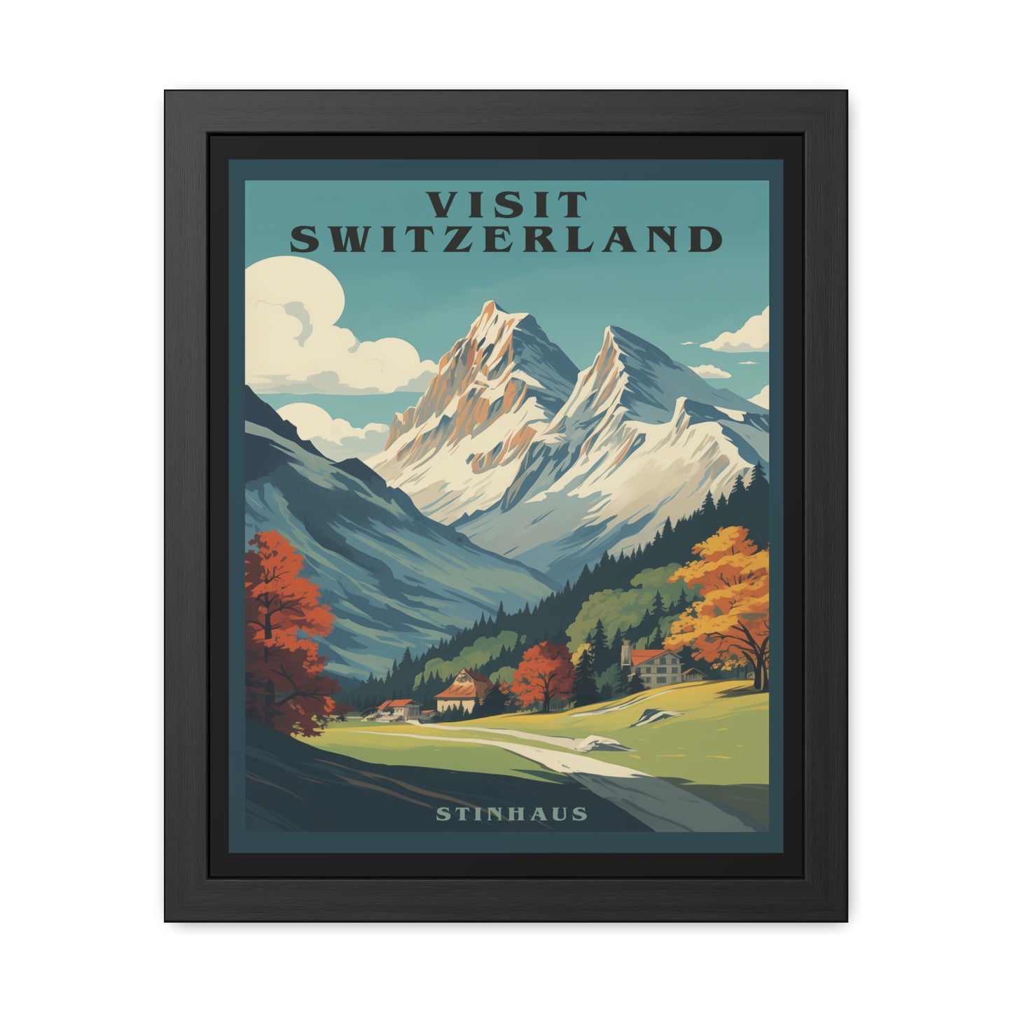 Vintage Swiss Travel Poster - 'Visit Switzerland' Stinhaus Scenic Artwork Framed Posters