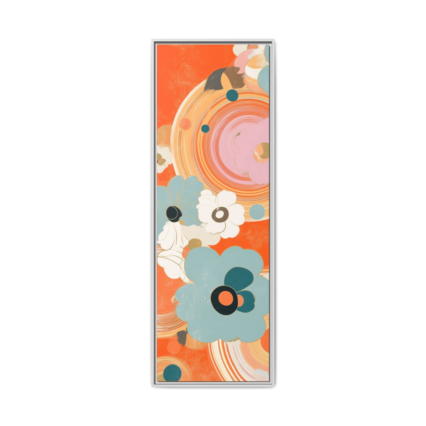 Mid-Century Modern Floral Abstract Canvas Set of 3 — 20×60  (Black, Espresso & White Frames)