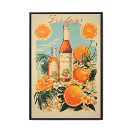 "Finlays Orange Blossom Liqueur & Syrup – Vintage Citrus Art Print" Matte Canvas, Black Frame