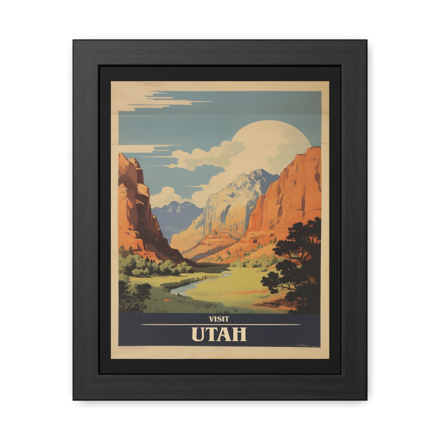 Vintage Utah Poster - Iconic Landscape of Zion National Park Art Print Framed Posters