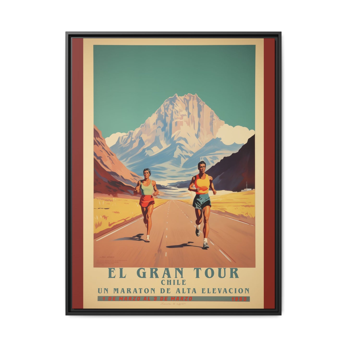 "El Gran Tour Chile Marathon – High Elevation Race Art Print"Matte Canvas, Black Frame