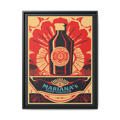 "Vintage Mariana's Deep Liqueur Bottle Poster - Matte Canvas Wall Art with Black Frame" Matte Canvas, Black Frame